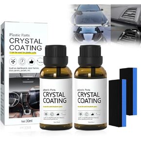 Crystal Coating for car, Crystal Coating for Car Plastic Parts, Plastic Parts Crystal Coating, Plastic Parts Crystal Coating for Car, Plastic Restorer Refurbish Agent with Sponge(2PCS)