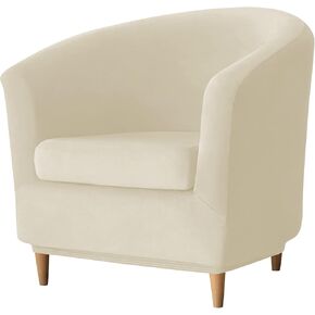 Obcreat Club Chairs Slipcovers ، تمتد على كرسي بذراعين يغطي غلاف الحوض في مخملي ناعم 2 قطع أريكة تغطي ذراع كرسي الأريكة حامي الأثاث (الأخضر الداكن)
