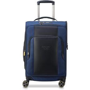 DELSEY Paris Wagram Softside Expandable Luggage with Spinner Wheels, Navy, Checked 26 Inch Trunk
