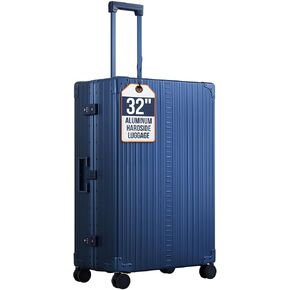 All Aluminum Lightweight 32" Macro Traveler Hardside Checked Luggage, Large Capacity, Hardshell Suitcase w/Spinner Wheels, Heavy Duty Roller for International Travel, Business Flight Size(Onyx)
