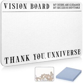 Bulletin Board Minimalist Vision Manifestation Pin Board with Thumbtack and Sticky Notes Felt No Nails Wall for Dream Kits & Vision Supplies, 17''x23