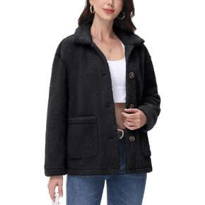 YUCOLEN Womens Fuzzy Fleece Jacket Button Down Long Sleeve Outwear Winter Sherpa Coatsr with Pockets