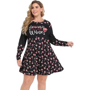 HDE Womens Plus Size Party Dress Ugly Christmas Sweater Long Sleeve Skater Dress