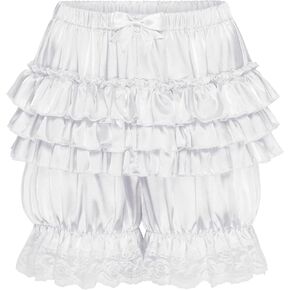 Satini Sissy Ruffled Victorian Lolita Bloomer Shorts Silky Satin Pumpkin Pantaloon Bottoms