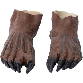 LIFKOME Mens Adult Brown Werewolf Hairy Feet Costume Accessory - Halloween Wolf Foot Covers, Gloves, and Shoe Covers