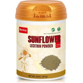 Sunflower Lecithin Powder 14 oz (40 Serving), 100% Pure, Non-GMO, Natural Supplement for Brain Health, Heart Health, and Healthy Skin, Product of China