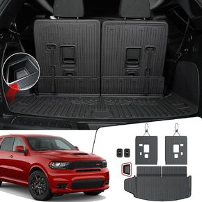 Floor Mats Cargo Mat Set for 2016-2024 2025 Dodge Durango 7 Seats Car Mat Accessories, All Weather TPE Cargo Liner Trunk Mat Seat Back Covers SXT GT RT Accessories(Full Set 7 Seats)
