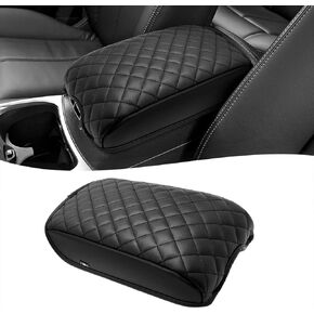 KBH Center Console Armrest Cover for Cadillac SRX 2010 2011 2012 2013 2014 2015 2016, Middle Console Lid Cushion Protector, Vinyl Leather, Anti-Scratch, Black