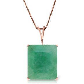 Galaxy Gold GG 14K قلادة ذهبية صلبة مع Octagon Natural Emerald