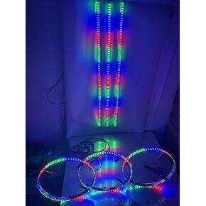 Sando Tech 15.5‘’ Double Row Dream Chase Color Flows Led Wheel Ring Light + 3PCS 4ft LED Underglow Strip Light 6Plugs Sync for Polaris Slingshot Wheel Well Shield