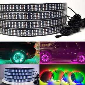 4pcs 4 صفوف 17 '' '' الرقص/مطاردة ألوان LED Ring Ring مجموعات الإضاءة مع وحدة تحكم التطبيق ، RGB Dream Color 1152leds LED Ring Rings for Jeep Car Truck Suv Pickup ، RGBW