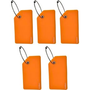 5 Pack Silicone Luggage Tag with Stainless Loop and Name Id Card, Perfect for Suitcases, Handbags and Luggage