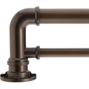 Decopolitan 1" Industrial Double Curtain Rod Set, 36 to 72 Inches, Dark Bronze