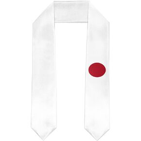 Japan Flag Graduation Stole Satin Stole Scarf for Study Aboard International Students 72" Length