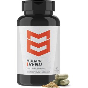 MTN OPS Renu for Gentle Digestive Cleanse, Psyllium Husk Powder for Digestive Health & Metabolism Booster, 60 Capsules, 30 Servings