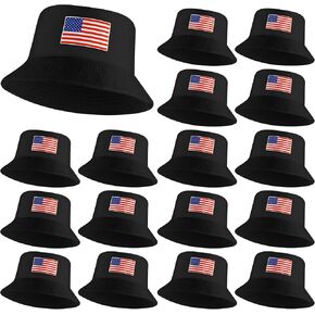16 Pcs American Flag Bucket Hats Bulk 4th of July Fisherman Hats Patriotic Summer Beach Sun Cap for Women Men in Saudi Arabia