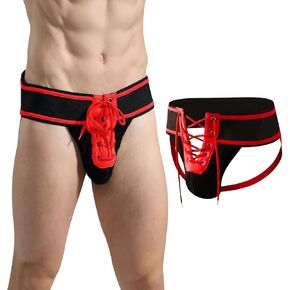 Mens Sexy Jock Staps Lace-UP G-String Underwear Thongs