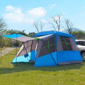 SUV Tent, 5-8 Person SUV Tents for Camping, Car Tent with Rainfly, Waterproof 210T Polyester Taffeta, Attachable to SUV Tailgate Fits for SUV, Jeep, Van, 13FT (L) × 10FT (W) × 7.2FT (H)