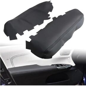 GXARTS 2Pcs Car Front Door Panels Armrest Replacement Cover Black Compatible with Toyota Avalon 2013 2014 2015 2016 2017 2018 Vinyl Leather Upholstery (Leather Part Only)