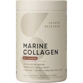 Sports Research Marine Collagen Peptides Powder - Sourced from Wild-Caught Fish, Pescatarian Friendly, Keto Certified & Non-GMO Verified - Easy to Mix in Water or Juice! (34 Servings)
