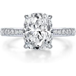 Cushion/Oval Cut Moissanite Engagement Ring 3ct/4ct/5ct Solitaire 925 Sterling Silver Wedding Promise Rings for Women