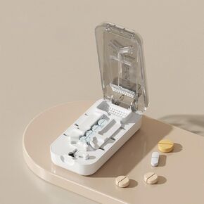 Professional Pill Cutter with Centering Device Safety Blade for Small and Large Tablets, Works for 1/4,1/3 and 1/2 (Clear)