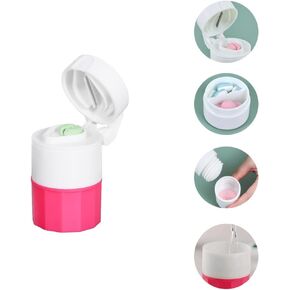 3 Compartment Pill Crusher, Cutter and Grinder, Safely Cut Pills, Vitamins, Tablets,Stainless Steel Blade Pill Cutter Splitter,Travel Sized Pill Grinder Multi-Function Built in Storage Box (Rose)