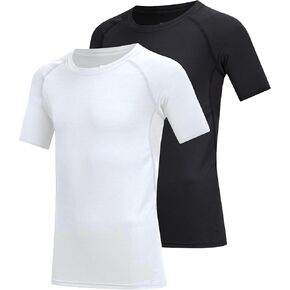 Boys Compression Shirt Short Sleeve Youth Athletic Undershirt Kids Quick Dry Athletic Base Layer T-Shirt for Sports