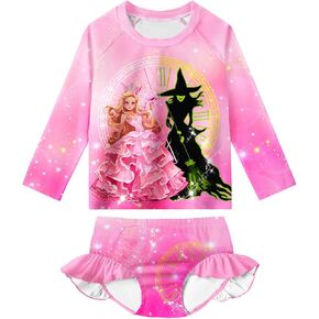 Kids Girls Princess Rash Guard Shirts Sets with Bikini Bottoms Swimsuit Bathing Suits 4-12 Years