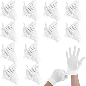 12 زوجًا من القفازات البيضاء ، قفاز قطني أنيق مع تصميم ثلاثة قفازات ، أزياء قفازات بيضاء للأحداث الرسمية ، المسيرات ، حفلات الأزياء （8.7x3.5 بوصة） in Kuwait