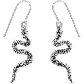 Boma Jewelry Sterling Silver Oxidized Snake Dangle Earrings