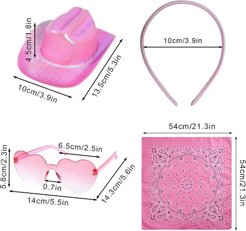 Cowboy Hat Headband Pink Mini Cowgirl Hat Headband Heart Glasses Bandana for Women Halloween Costume Masquerade Party in Saudi Arabia