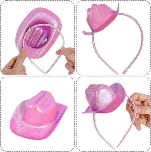 Cowboy Hat Headband Pink Mini Cowgirl Hat Headband Heart Glasses Bandana for Women Halloween Costume Masquerade Party in Saudi Arabia