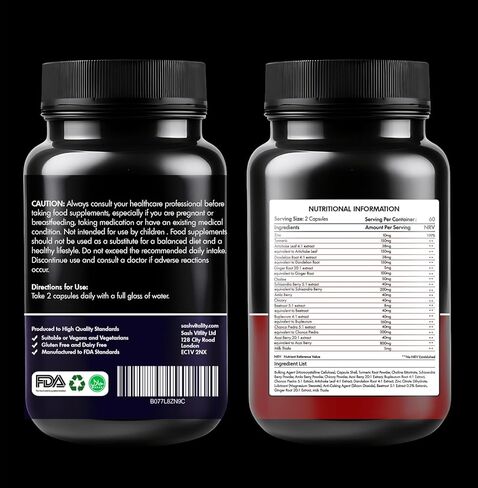 Liver Detox Cleanse & Repair - Milk Thistle | Dandelion | Artichoke - 2 Months Supply - Natural Ingredients for Healthy Liver Function - Premium Liver Supplement - 120 Vegan Capsules in Saudi Arabia