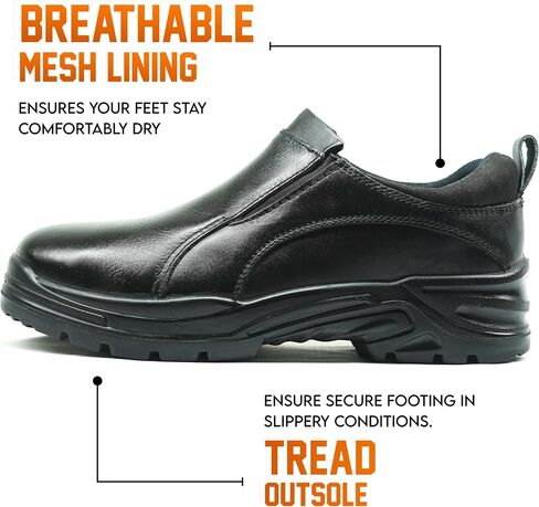 Black Waterproof Steel Toe Work Boots for Men & Women | Women & Men's Steel Toe Boots | Non-Slip- Slip-On Safety Sneakers-Industrial Shoes for Construction, Warehouse, and Outdoor Work Shoes for Youth & Adult in Saudi Arabia