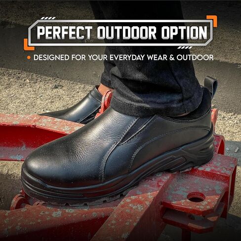 Black Waterproof Steel Toe Work Boots for Men & Women | Women & Men's Steel Toe Boots | Non-Slip- Slip-On Safety Sneakers-Industrial Shoes for Construction, Warehouse, and Outdoor Work Shoes for Youth & Adult in Saudi Arabia