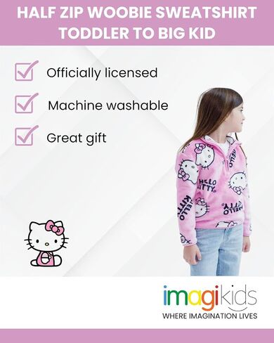 Hello Kitty Girls Half Zip Woobie Sweetshirt Toddler to Big Kid Sister (2T - 14-16) in Saudi Arabia