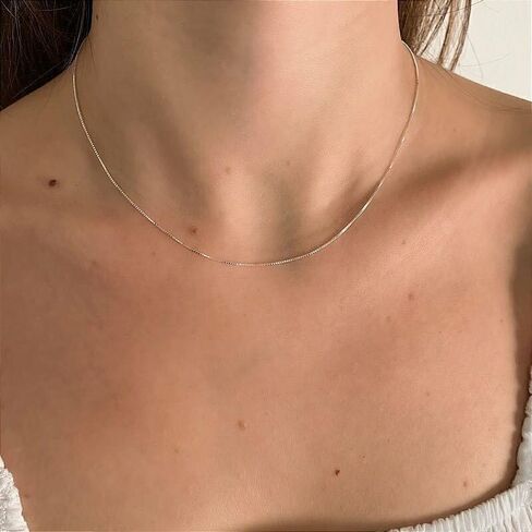 925 Sterling Silver & Gold over Sterling silver 0.6mm Italian Box Chain Strong Necklace for Women Available in 7 Lenghts in Saudi Arabia