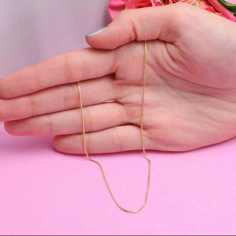 925 Sterling Silver & Gold over Sterling silver 0.6mm Italian Box Chain Strong Necklace for Women Available in 7 Lenghts in Saudi Arabia