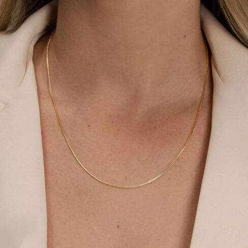 925 Sterling Silver & Gold over Sterling silver 0.6mm Italian Box Chain Strong Necklace for Women Available in 7 Lenghts in Saudi Arabia