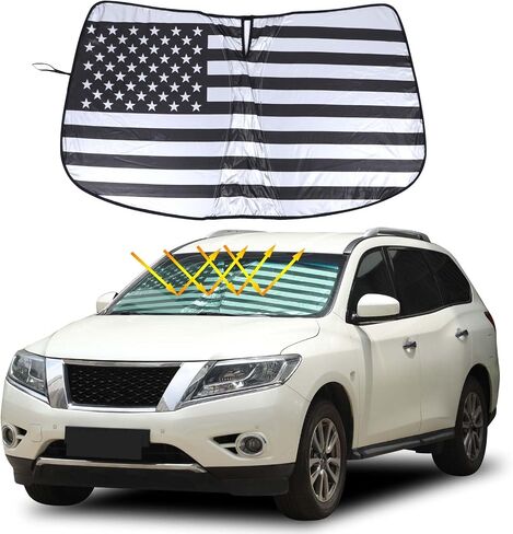 مظلة الشمس للزجاج الأمامي الأمامي من Lcojicep، مظلة شمسية قابلة للطي متوافقة مع Nissan Pathfinder 2013-2018 واقي الشمس يحجب الأشعة فوق البنفسجية، يحافظ على برودة سيارتك (قطعة واحدة) in Kuwait
