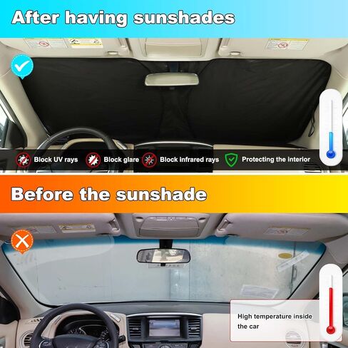 مظلة الشمس للزجاج الأمامي الأمامي من Lcojicep، مظلة شمسية قابلة للطي متوافقة مع Nissan Pathfinder 2013-2018 واقي الشمس يحجب الأشعة فوق البنفسجية، يحافظ على برودة سيارتك (قطعة واحدة) in Kuwait