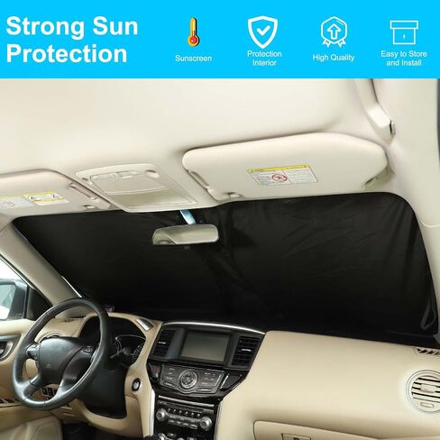 مظلة الشمس للزجاج الأمامي الأمامي من Lcojicep، مظلة شمسية قابلة للطي متوافقة مع Nissan Pathfinder 2013-2018 واقي الشمس يحجب الأشعة فوق البنفسجية، يحافظ على برودة سيارتك (قطعة واحدة) in Kuwait
