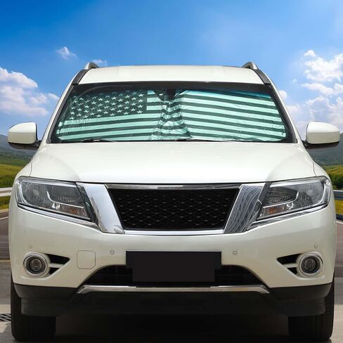 مظلة الشمس للزجاج الأمامي الأمامي من Lcojicep، مظلة شمسية قابلة للطي متوافقة مع Nissan Pathfinder 2013-2018 واقي الشمس يحجب الأشعة فوق البنفسجية، يحافظ على برودة سيارتك (قطعة واحدة) in Kuwait
