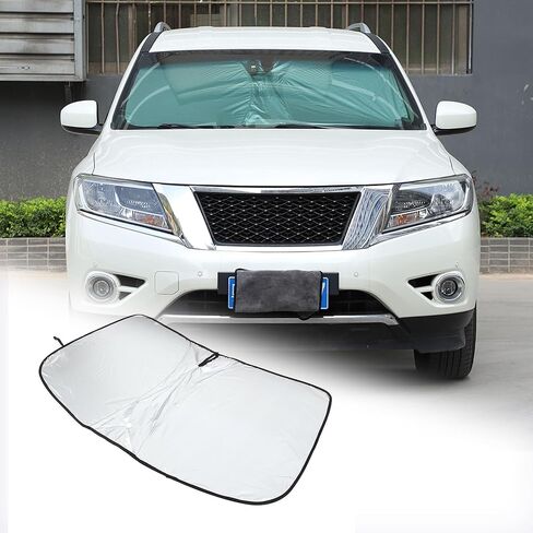 مظلة الشمس للزجاج الأمامي الأمامي من Lcojicep، مظلة شمسية قابلة للطي متوافقة مع Nissan Pathfinder 2013-2018 واقي الشمس يحجب الأشعة فوق البنفسجية، يحافظ على برودة سيارتك (قطعة واحدة) in Kuwait