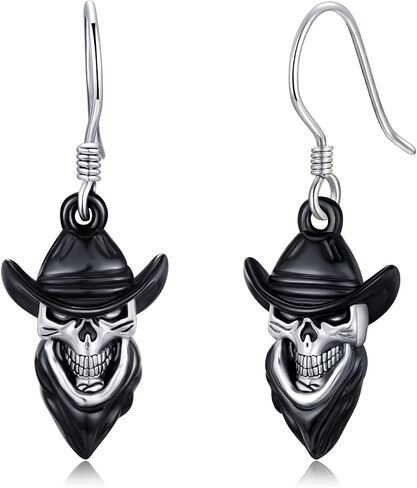Skull Dangle Earrings 925 Sterling Silver Sugar Skull Jewelry Gothic Skeleton Layered Chain Bracelet Punk Skull Halloween Jewelry Gifts for Women Men Biker Gift in Saudi Arabia