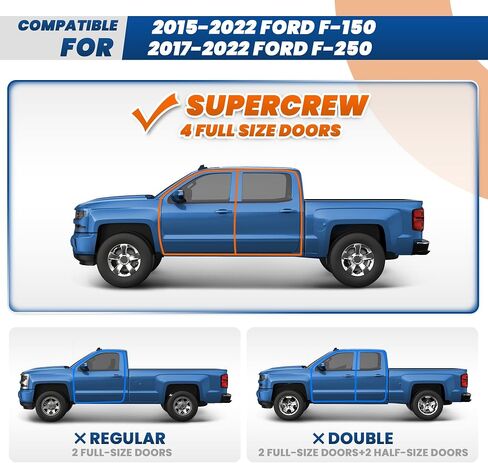 6“ Running Boards Side Steps Compatible for 2015-2022 Ford F150, Compatible for 2017-2022 Ford F250 Super Duty SuperCrew/Crew Cab 4 Full Size Doors, Two-Stair Design Nerf Bars, Black in Kuwait
