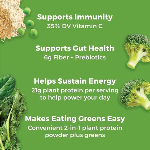Orgain Organic Vegan Protein Powder + Greens, Vanilla Bean - 21g Plant Based Protein, 6g Prebiotic Fiber for Gut Health, Gluten Free, No Lactose Ingredients, No Sugar Added, Non-GMO - 1.94lb in Saudi Arabia