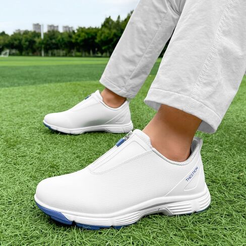 THESTRON Men Waterproof Golf Shoes Zipper Golf Shoes Professional Spikeless Golf Sneakers Male Golf Sports Walking Shoes Comfortable Golf Footwears for Men in Kuwait
