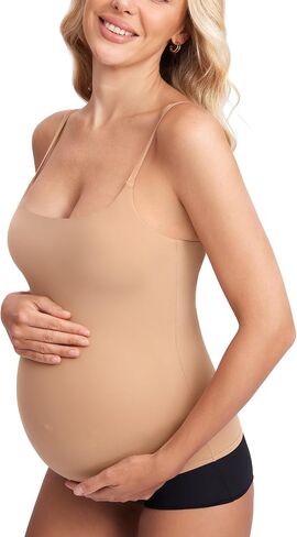 MOMANDA Inbarely Maternity Tank Top for Woman Square Neck Camisole with Built in Bra Sleeveless Pregnancy Basic Yoga Tops in Saudi Arabia